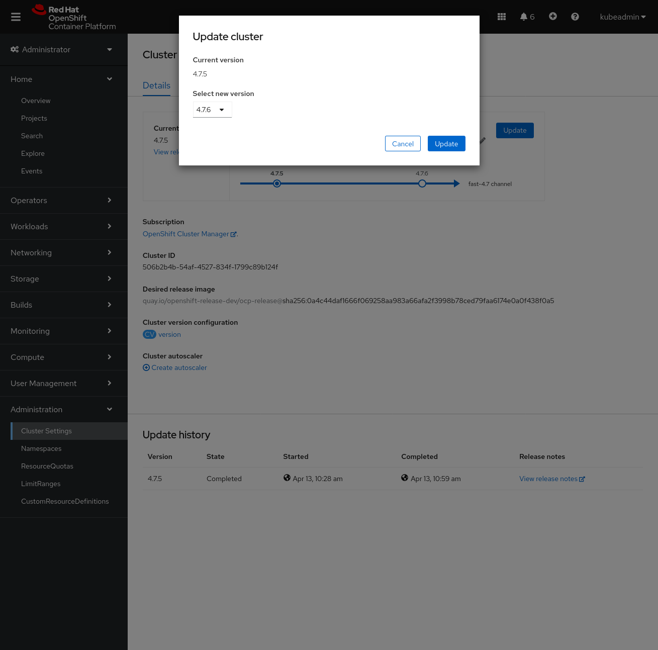 Start update